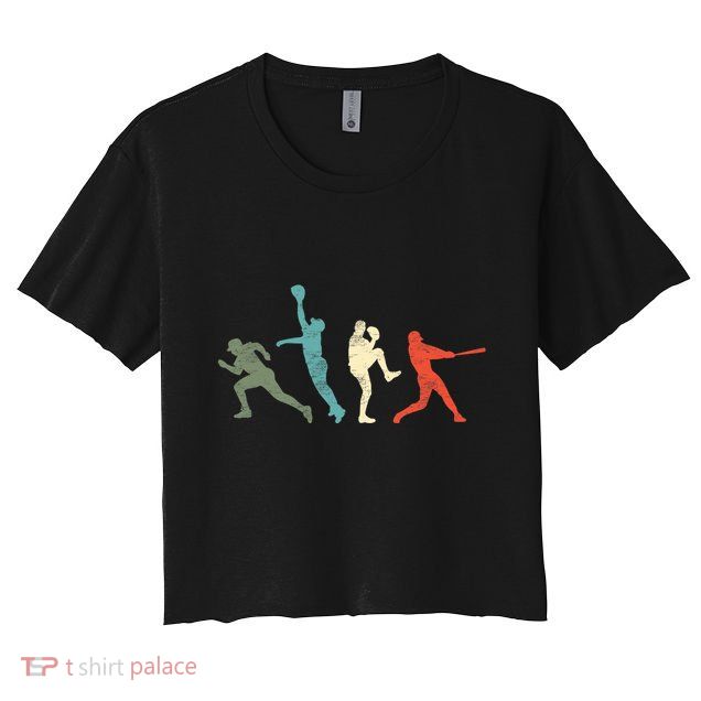 Baseball Vintage Retro Catcher Pitcher Batter Crop Top