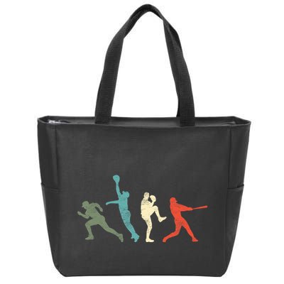 Baseball Vintage Retro Catcher Pitcher Batter Zip Tote Bag