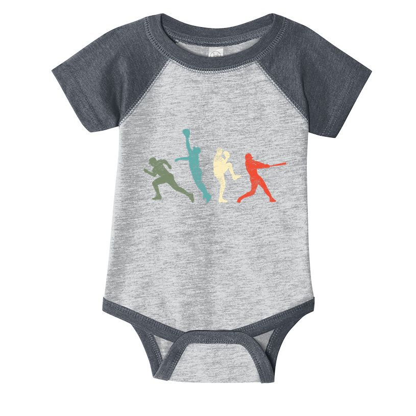 Baseball Vintage Retro Catcher Pitcher Batter Infant Baby Jersey Bodysuit