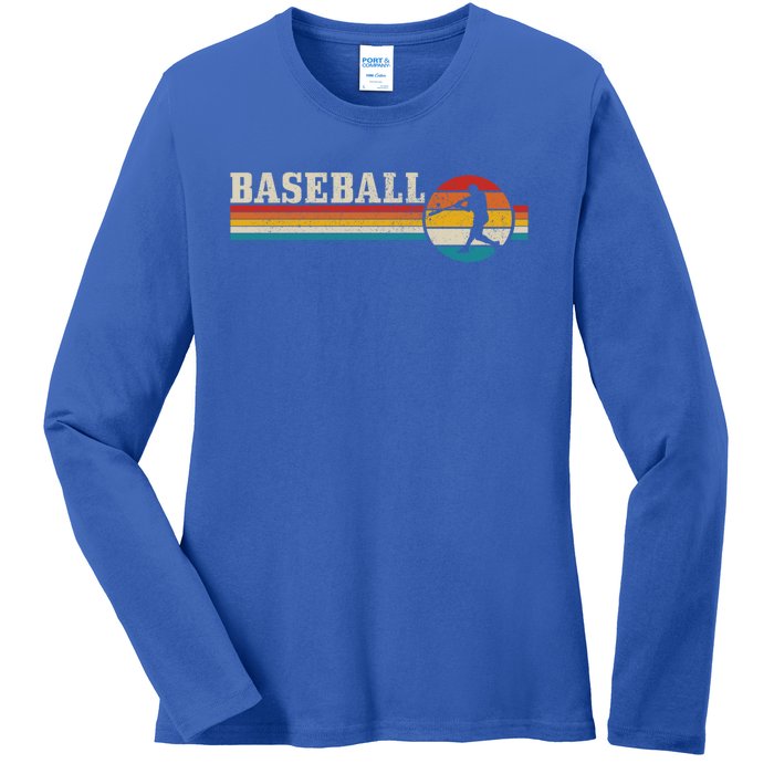 Baseball Vintage Retro Baseball Player Coach Gift Ladies Long Sleeve Shirt