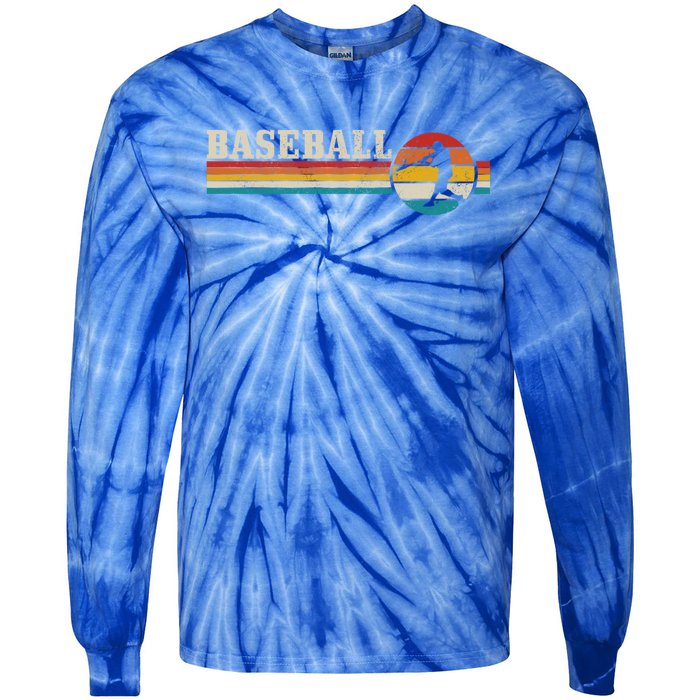 Baseball Vintage Retro Baseball Player Coach Gift Tie-Dye Long Sleeve Shirt