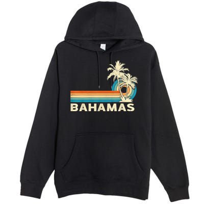 Bahamas Vacation Retro 80s Beach Souvenir Premium Pullover Hoodie