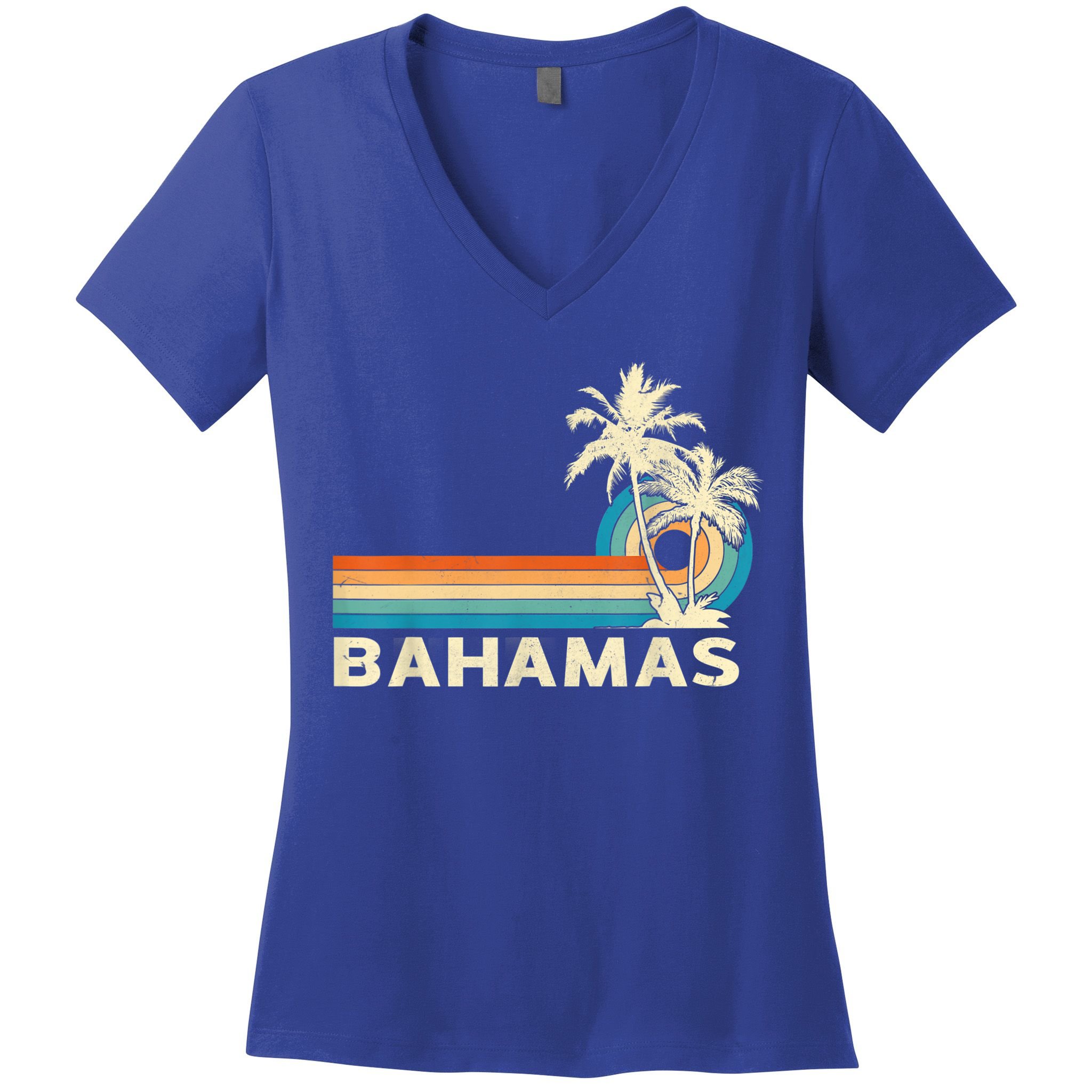 Bahamas Vacation Retro 80s Beach Souvenir Women's V-Neck T-Shirt