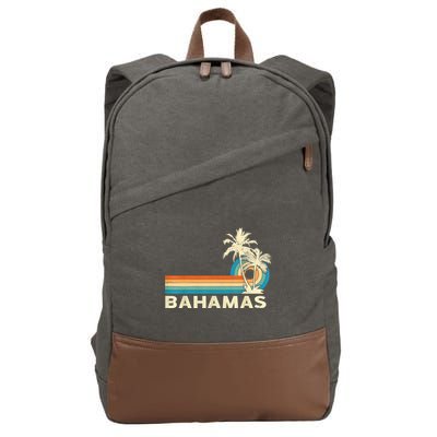 Bahamas Vacation Retro 80s Beach Souvenir Cotton Canvas Backpack