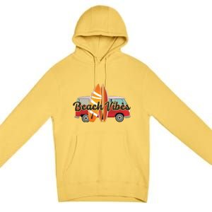 Beach Vibes Surfer Retro Van Premium Pullover Hoodie