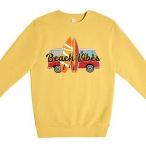 Beach Vibes Surfer Retro Van Premium Crewneck Sweatshirt