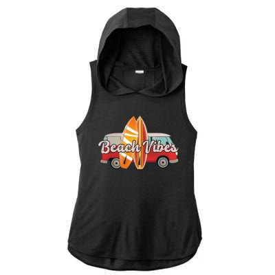 Beach Vibes Surfer Retro Van Ladies PosiCharge Tri-Blend Wicking Draft Hoodie Tank