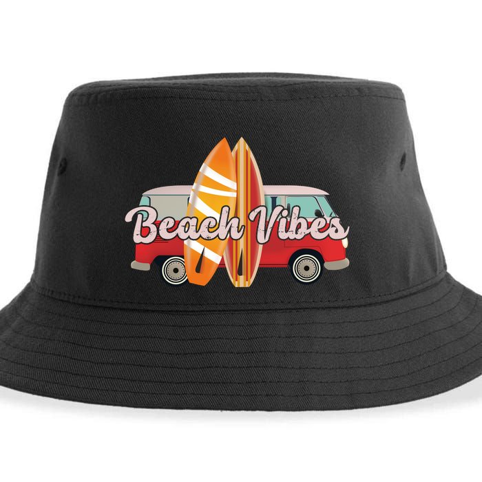 Beach Vibes Surfer Retro Van Sustainable Bucket Hat