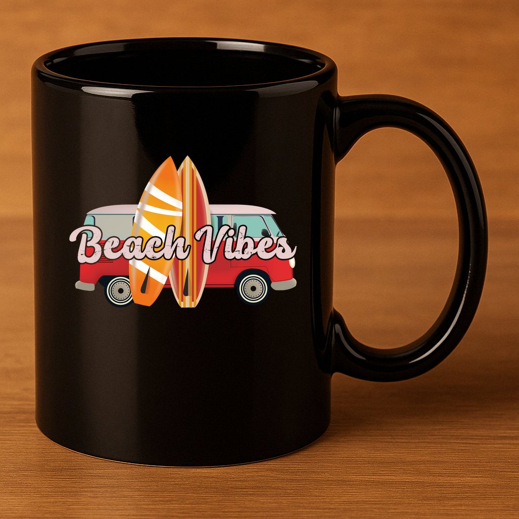 Beach Vibes Surfer Retro Van 11oz C Handle Ceramic Mug