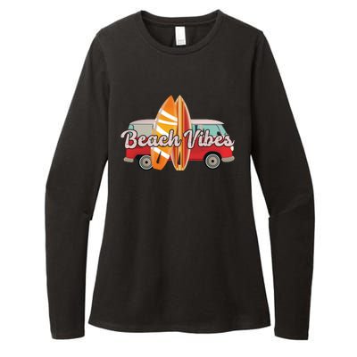 Beach Vibes Surfer Retro Van Womens CVC Long Sleeve Shirt