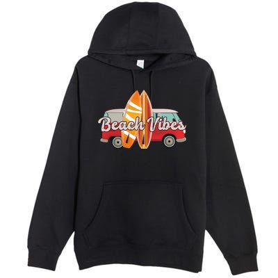 Beach Vibes Surfer Retro Van Premium Pullover Hoodie