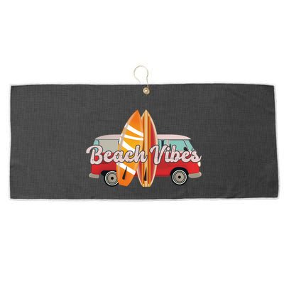 Beach Vibes Surfer Retro Van Large Microfiber Waffle Golf Towel