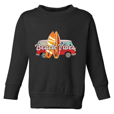 Beach Vibes Surfer Retro Van Toddler Sweatshirt