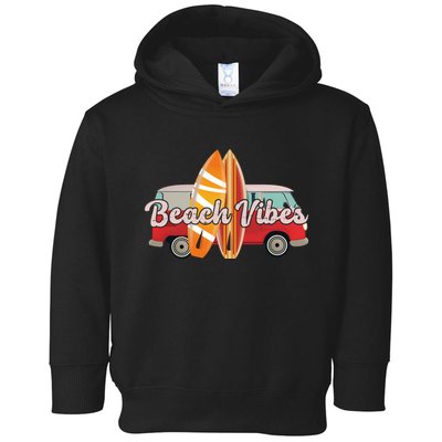 Beach Vibes Surfer Retro Van Toddler Hoodie