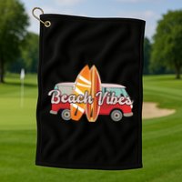 Beach Vibes Surfer Retro Van Golf Towel