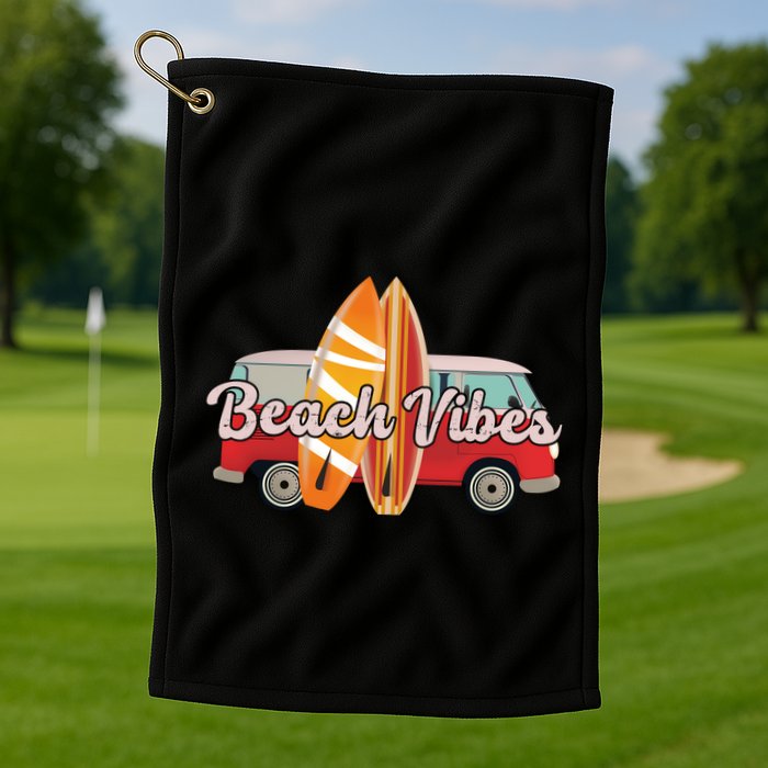Beach Vibes Surfer Retro Van Golf Towel