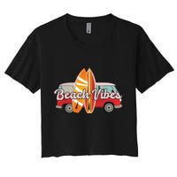 Beach Vibes Surfer Retro Van Crop Top