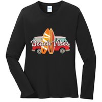 Beach Vibes Surfer Retro Van Ladies Long Sleeve Shirt