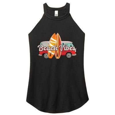 Beach Vibes Surfer Retro Van Women's Perfect Tri Rocker Tank