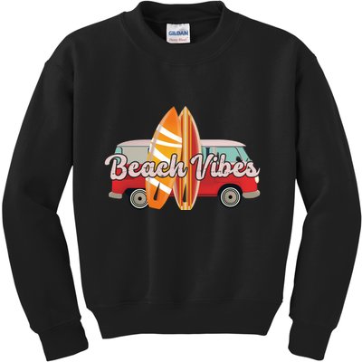Beach Vibes Surfer Retro Van Kids Sweatshirt