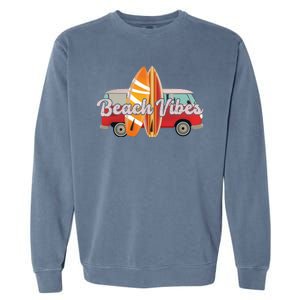 Beach Vibes Surfer Retro Van Garment-Dyed Sweatshirt