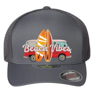 Beach Vibes Surfer Retro Van Flexfit Unipanel Trucker Cap