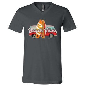 Beach Vibes Surfer Retro Van V-Neck T-Shirt