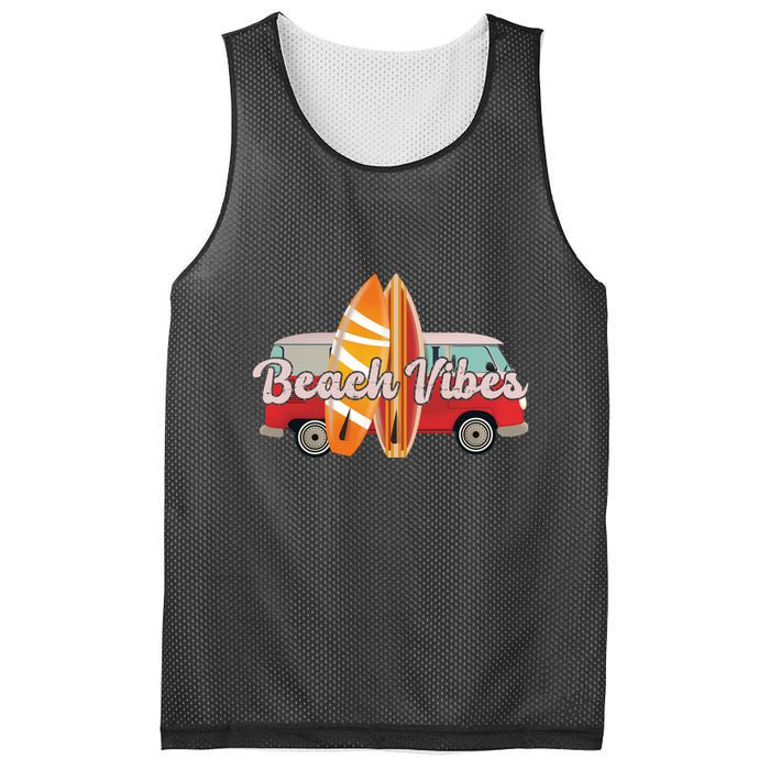Beach Vibes Surfer Retro Van Mesh Reversible Basketball Jersey Tank