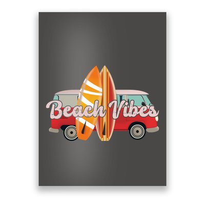 Beach Vibes Surfer Retro Van Poster