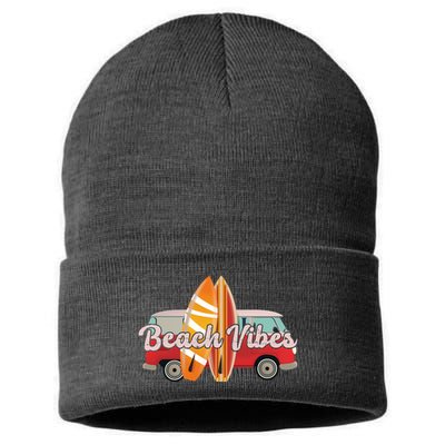 Beach Vibes Surfer Retro Van Sustainable Knit Beanie