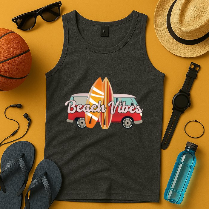 Beach Vibes Surfer Retro Van Tank Top