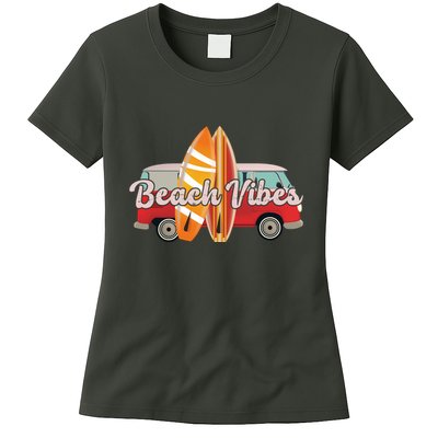 Beach Vibes Surfer Retro Van Womens T-Shirt