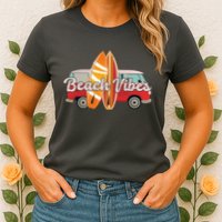 Beach Vibes Surfer Retro Van Womens T-Shirt