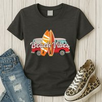 Beach Vibes Surfer Retro Van Womens T-Shirt