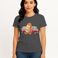 Beach Vibes Surfer Retro Van Womens T-Shirt
