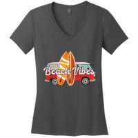 Beach Vibes Surfer Retro Van Women's V-Neck T-Shirt