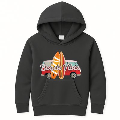 Beach Vibes Surfer Retro Van Kids Hoodie