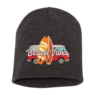 Beach Vibes Surfer Retro Van Short Acrylic Beanie