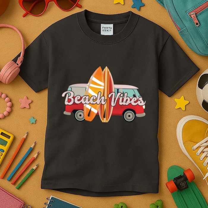 Beach Vibes Surfer Retro Van Kids T-Shirt