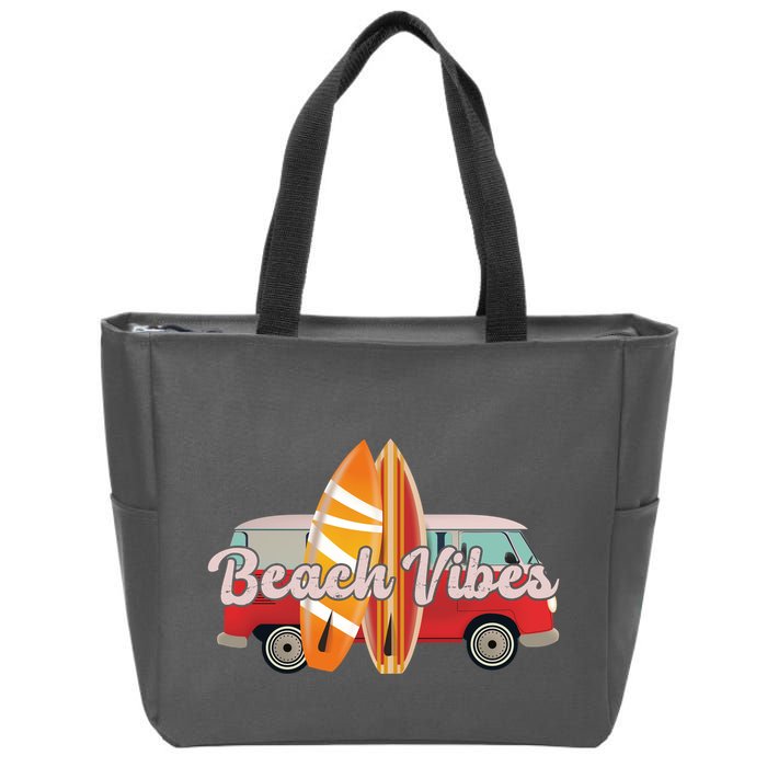 Beach Vibes Surfer Retro Van Zip Tote Bag