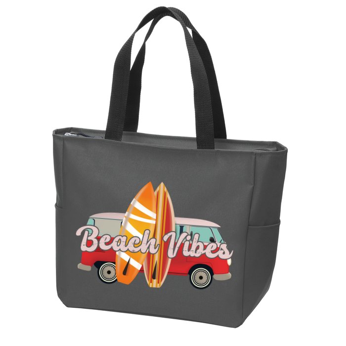 Beach Vibes Surfer Retro Van Zip Tote Bag