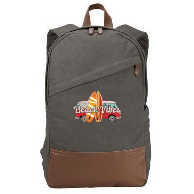 Beach Vibes Surfer Retro Van Cotton Canvas Backpack