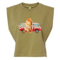 Beach Vibes Surfer Retro Van Garment-Dyed Women's Muscle Tee