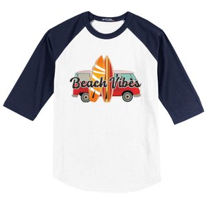 Beach Vibes Surfer Retro Van Baseball Sleeve Shirt