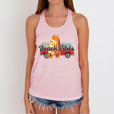 Beach Vibes Surfer Retro Van Women's Knotted Racerback Tank