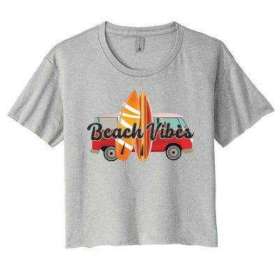 Beach Vibes Surfer Retro Van Women's Crop Top Tee