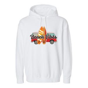 Beach Vibes Surfer Retro Van Garment-Dyed Fleece Hoodie