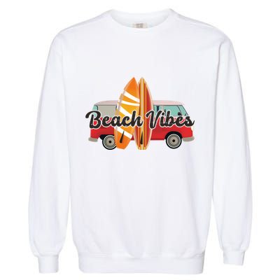 Beach Vibes Surfer Retro Van Garment-Dyed Sweatshirt