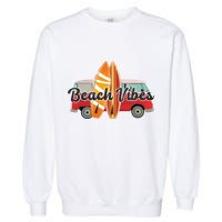 Beach Vibes Surfer Retro Van Garment-Dyed Sweatshirt