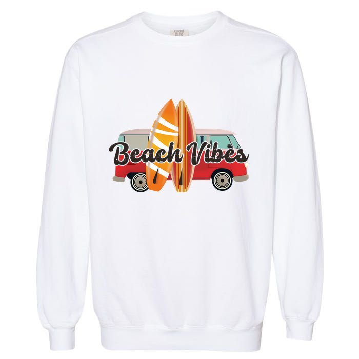 Beach Vibes Surfer Retro Van Garment-Dyed Sweatshirt